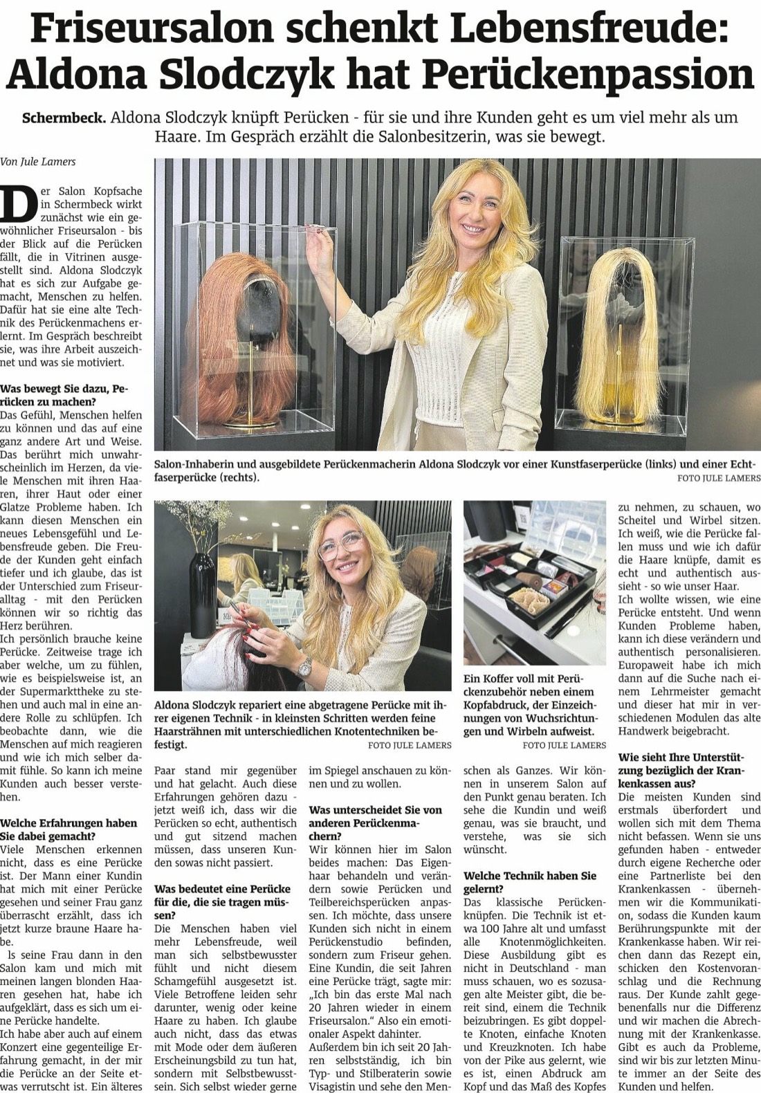 Friseursalon schenkt Lebensfreude: Aldona Maria Slodczyk hat Perückenpassion